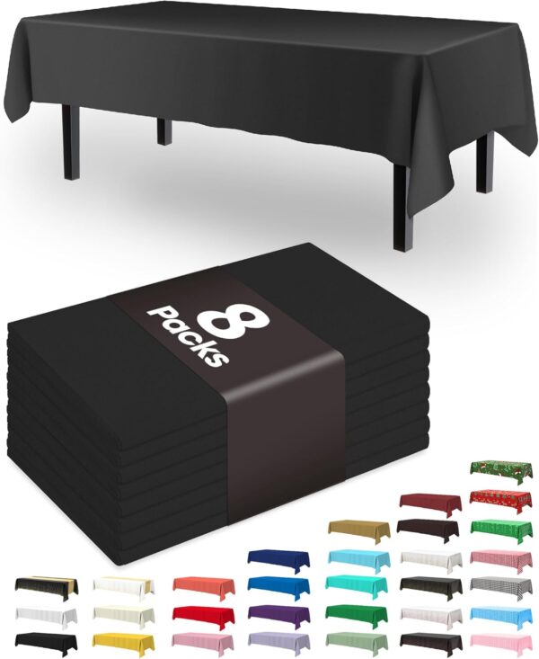 Pureegg Plastic Table Cloth Disposable - 8 Packs, Table Cloth for Retangle Table