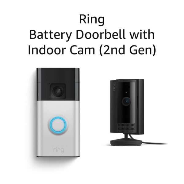 Ring Battery Doorbell with Ring Indoor Cam 2nd Gen (Black)