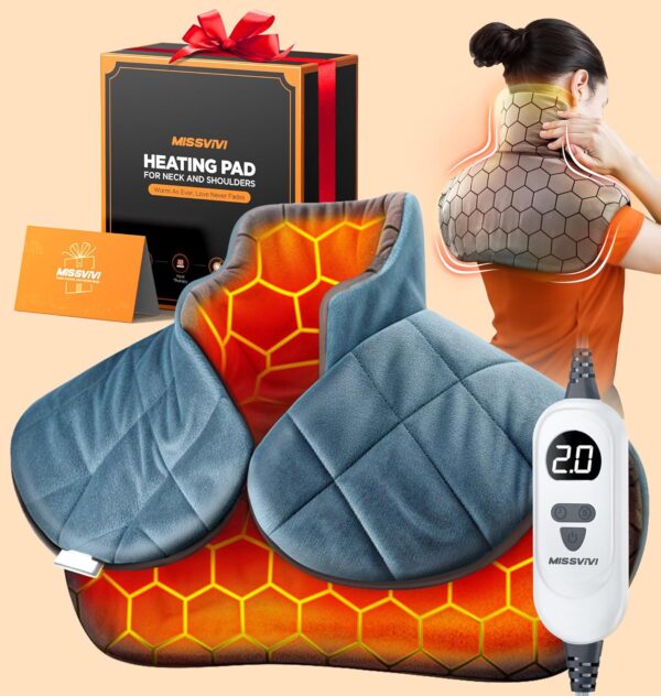 Graphene-Infused Weighted Heating Pad, Effective Pain Relief Instant Heating Pads for Neck and Shoulders and Back